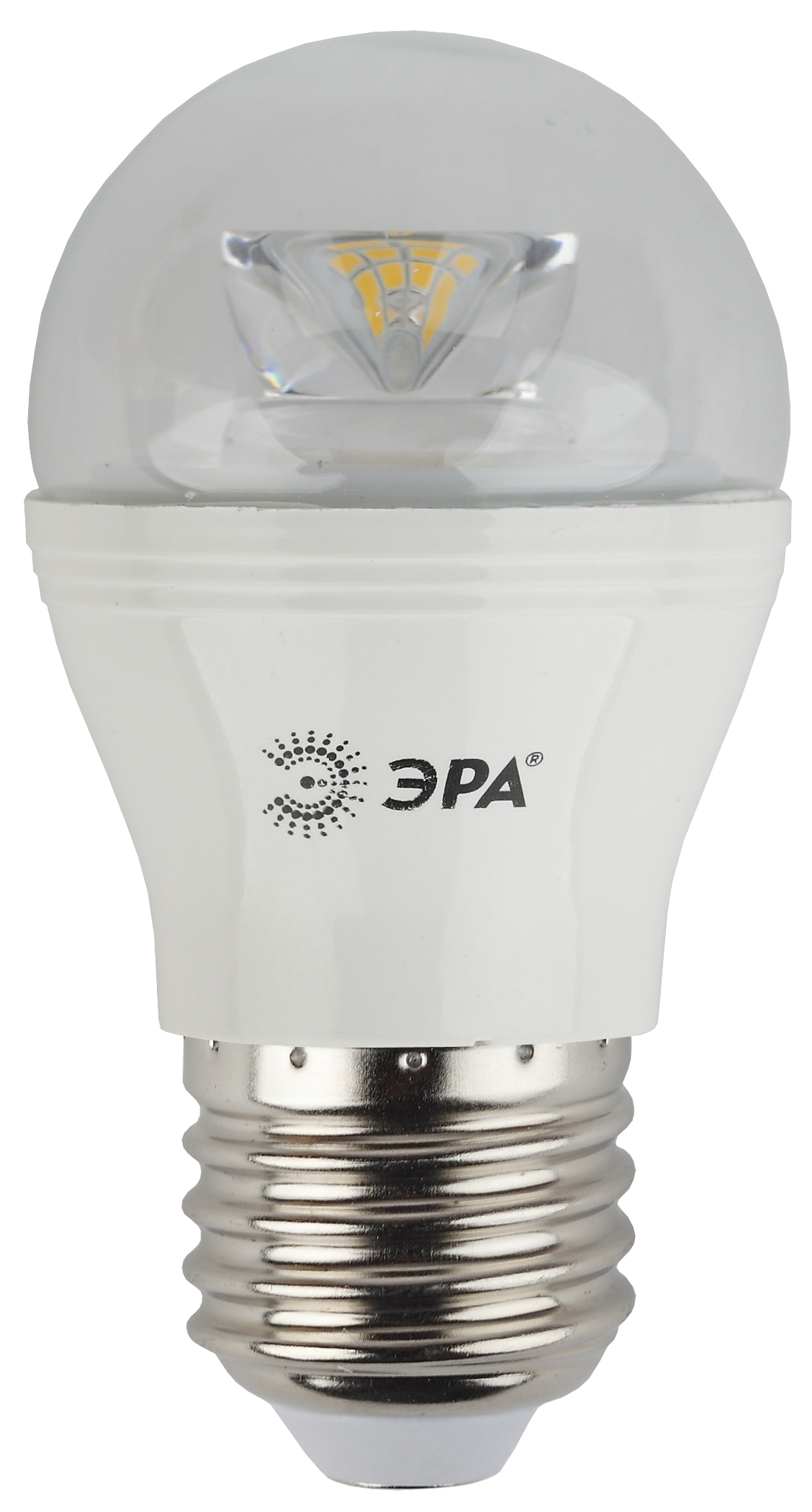 LED P45-7W-840-E27-Clear ЭРА (диод,шар,7Вт,нейтр,E27) (10/100/3000)