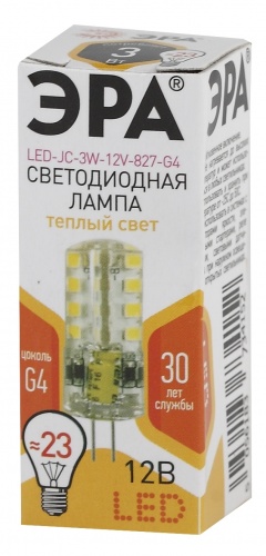 LED JC-3W-12V-827-G4 ЭРА (диод, капсула, 3Вт, тепл, G4) (100/1000/18000)