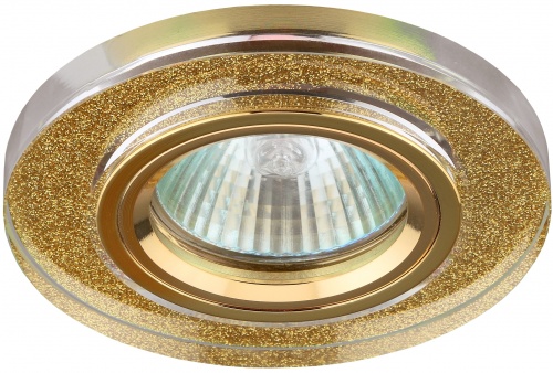 DK7 GD/SHGD Светильник ЭРА декор стекло круглое MR16,12V/220V, 50W, GU5,3 серебряный блеск золото (5