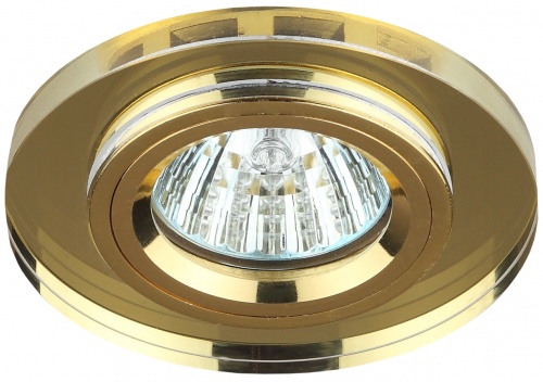 DK7 GD/YL Светильник ЭРА декор стекло круглое MR16,12V/220V, 50W, золото/желтый (50/2100)